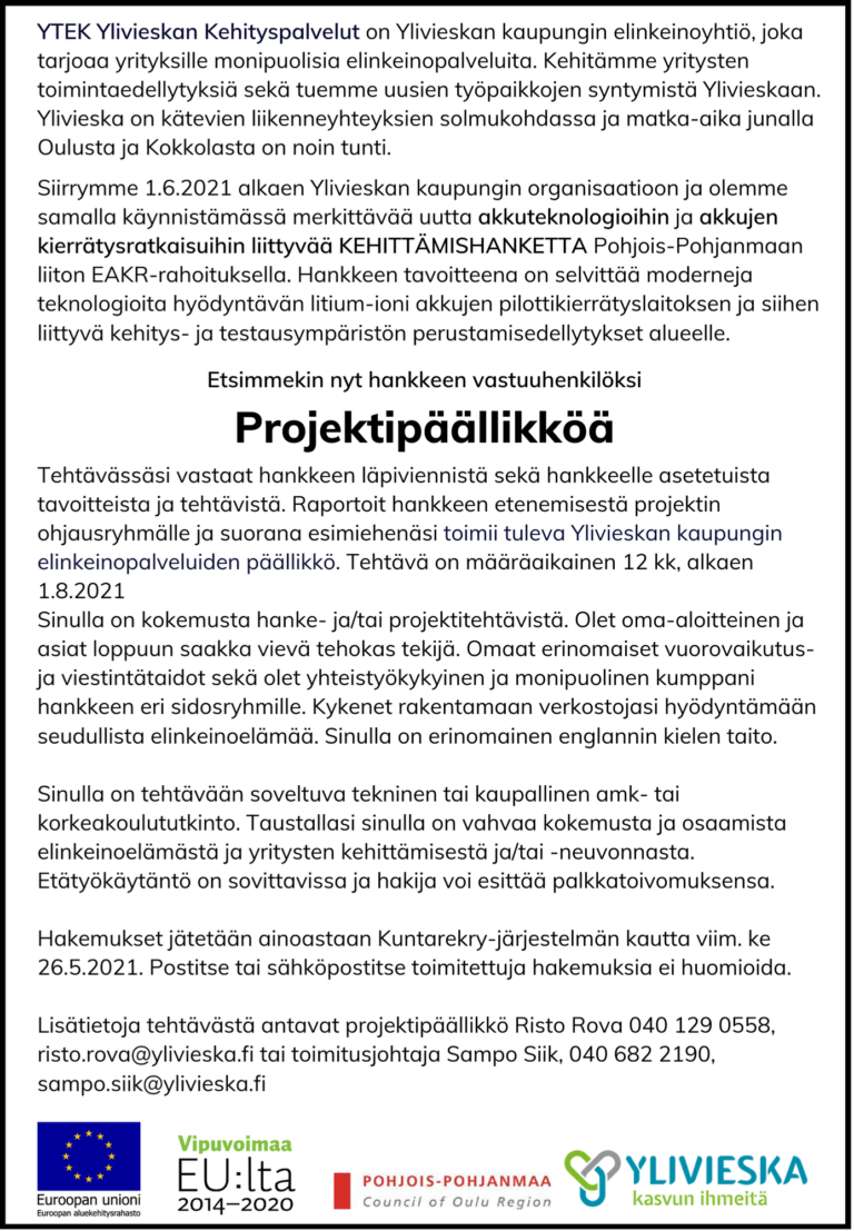 Etsitään projektipäällikköä